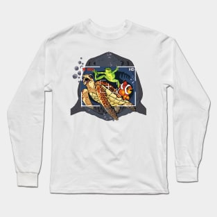 Funny Frog and friends Camera Recording Aesthetic Painting Long Sleeve T-Shirt